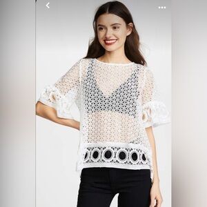 English Factory Eyelet Lace White Blouse, size M.